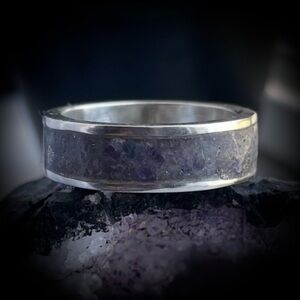 Icy Purple Fluorite Inlay Sterling Silver Ring 925 artisan